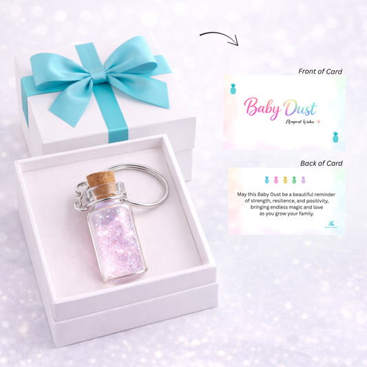 Baby Dust Keychain Gift with Card – Fertility Good Luck Charm for TTC, IVF, and Pregnancy Journey Support