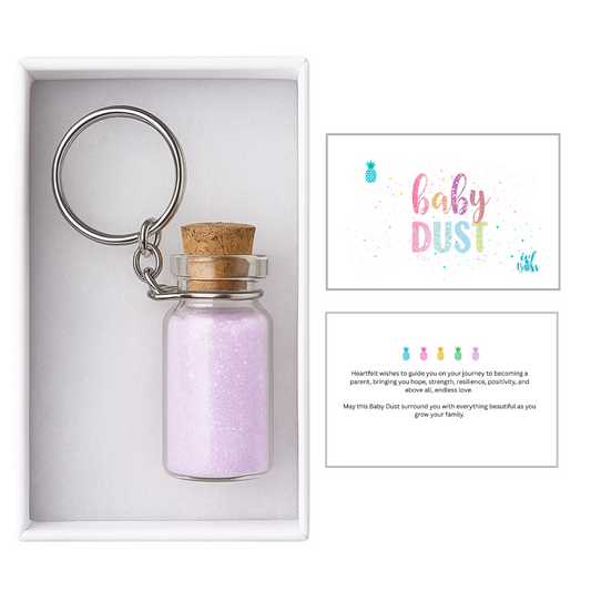 Baby Dust Keychain with Gift Card – Fertility Good Luck Charm for TTC, IVF, and Pregnancy Journey Support