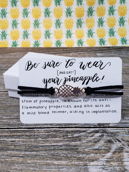 Black Pineapple Bracelet with Adjustable Chord Fertility Gift