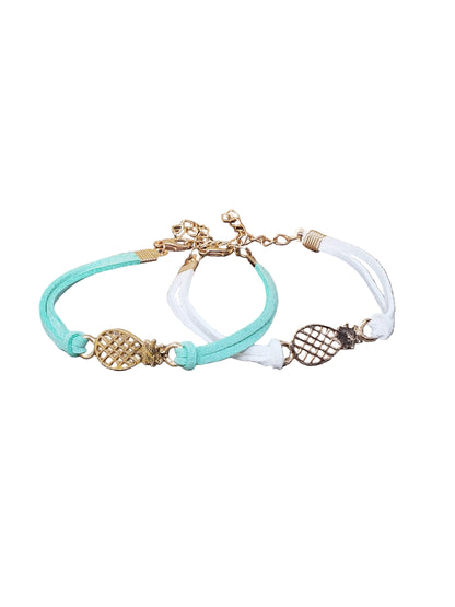 Pineapple Bracelet with Adjustable Chord Fertility Gift - Green and White