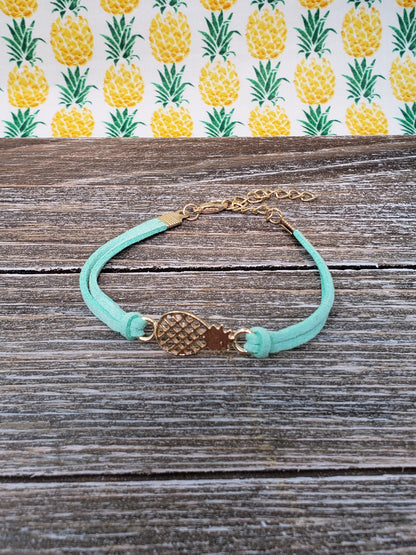 Turquoise Pineapple Bracelet with Adjustable Chord Fertility Gift